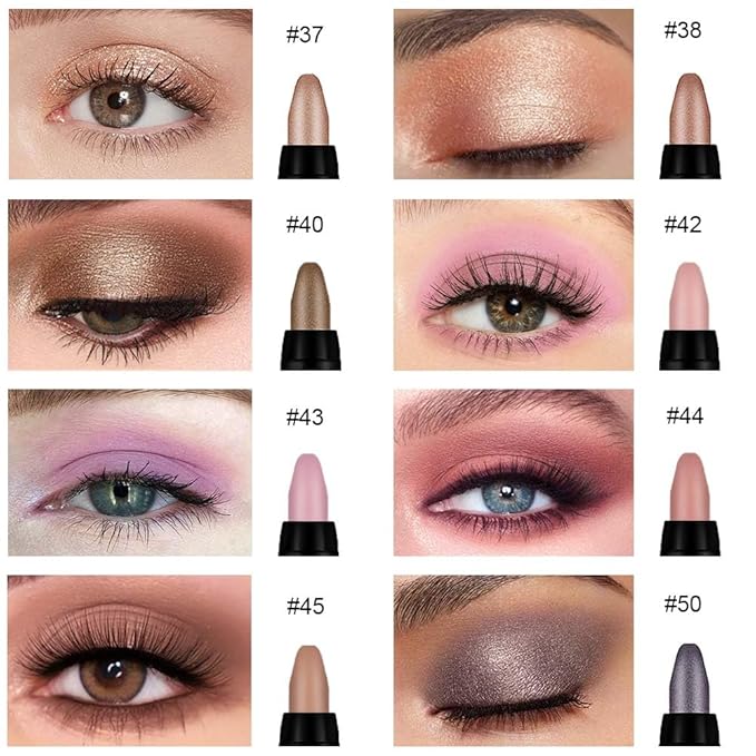 Kaely 8Pcs Cream Eye Shadow Sticks Set, Matte Shimmer Eyeliner Pencil Eyeshadow Palette Makeup, Eye Highlighter Brightener Stick for Older Women Waterproof Pigmented, sombras para ojos 06-Velvo Beauty