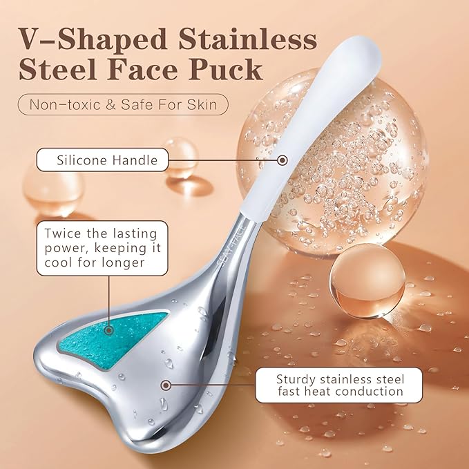 Ice Globes for Face Cryo Sticks Set, Ice Roller Stainless Steel Facial Massage Skin Care Tools for Cooling & Hot Spa-Velvo Beauty