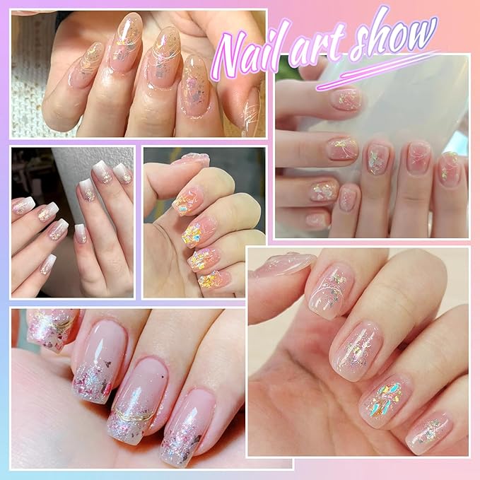 Laza Golden Fall Chameleon Flakes Nail Glitter Irregular Opal Nail Foil Flakes Chunky Confetti Color-Shift Sequins Iridescent Fairy Dust for Mermaid Nails Design, Nail Decorations for Nail Art-Velvo Beauty