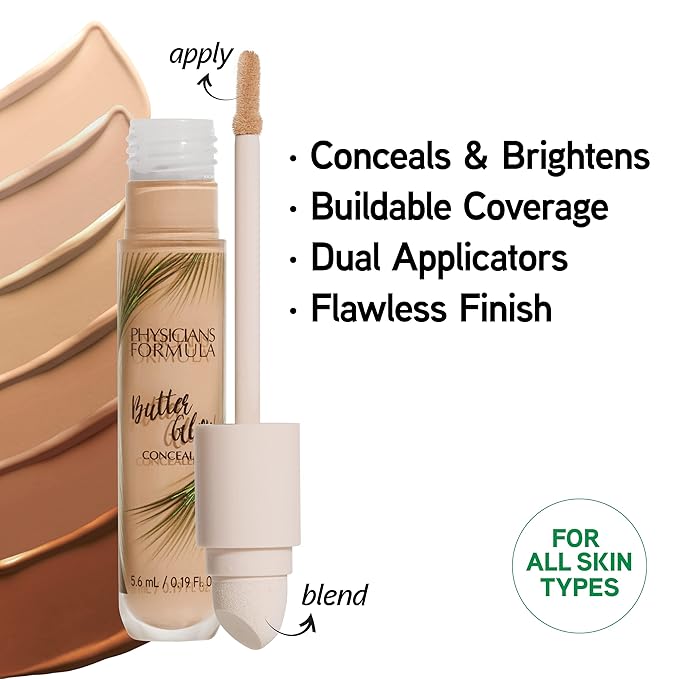Physicians Formula Setting Powder Palette Multi-Colored Pressed Finishing Powder Translucent & Butter Glow Concealer Light-to-Medium-Velvo Beauty
