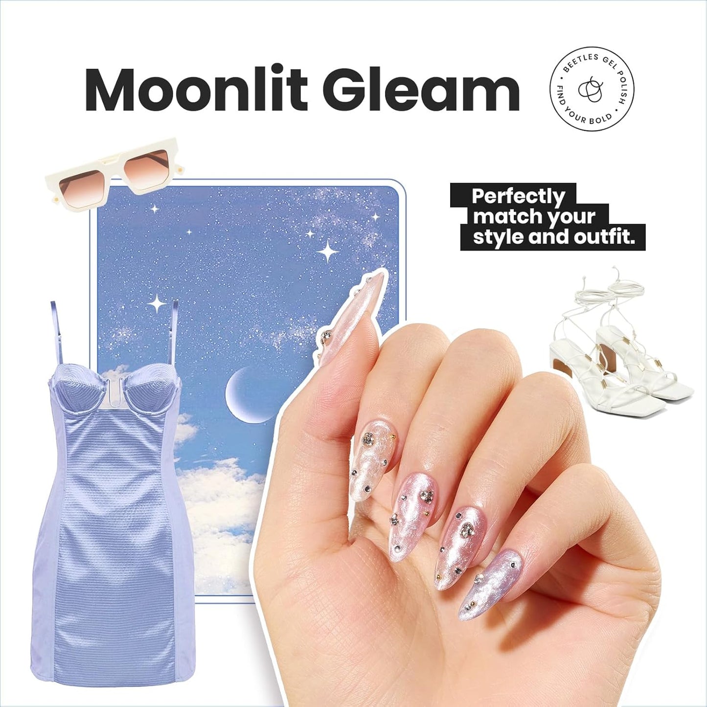 Beetles Pearl Nail Polish Set 6 Colors 15 ML Quick-drying Shimmer Glitter Pearl White Pink Blue Mermaid Nail Polish Kit, Spring Pastel Iridescent DIY Manicure Gift for Women-Velvo Beauty