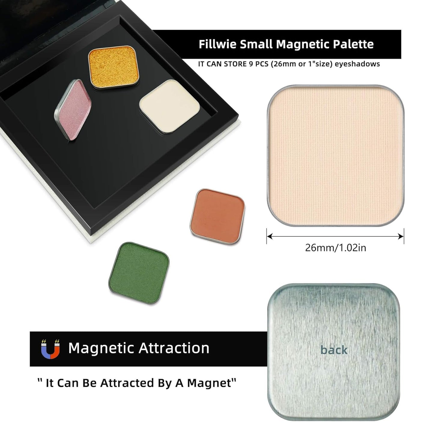 Single Matte Eyeshadow with Metal Pan, Long-lasting Natural Nude Color No-Makeup Look, Palette Refill, Base Eyeshadow Powder for Empty Magnetic Palette (Ivory Elegance)-Velvo Beauty