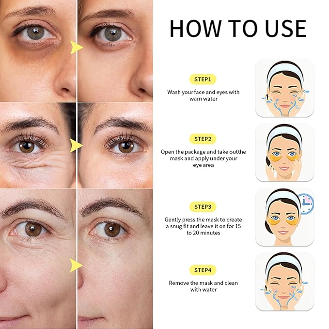 30 Pairs Under Eye Patches for Puffy Eyes, 24k Gold Under Eye Mask, Gel Crystal Collagen Eye Masks for Dark Circles and Puffiness,Travel Eye Patches for Reducing Fine Lines,Moisturizing Skin Care Set-Velvo Beauty