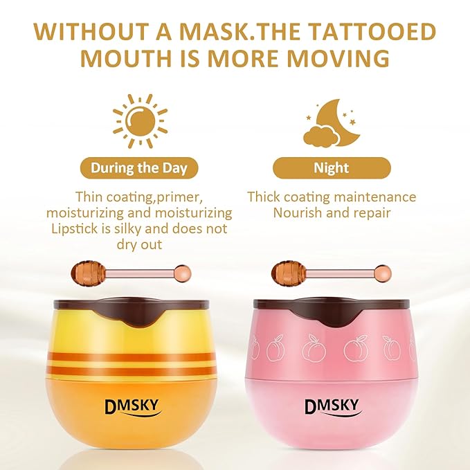 DMSKY Bee Lip Balm Honey Pot 12 PCS, Propolis Lip Mask Overnight, Moisturizing Hydrating Lip Sleeping Mask Prevention Dry and Cracked, Reduce Lip Lines-Velvo Beauty