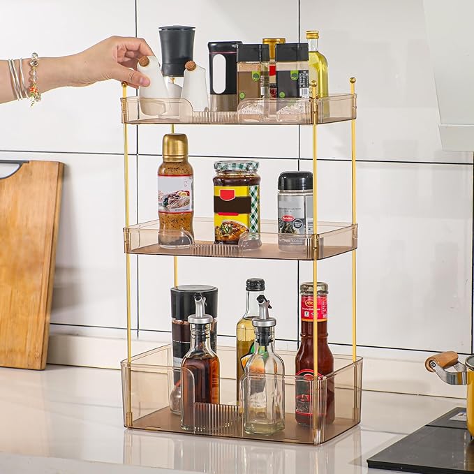 3 Tier Bathroom Countertop Organizer, Makeup Skin Care Organizer, Perfume Tray Vanity Countertop Organizer for Bathroom Countertops-Velvo Beauty