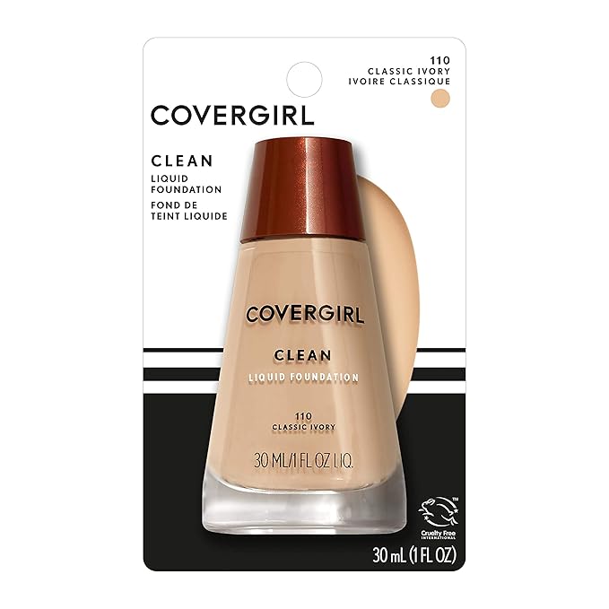 Covergirl Clean Liquid Foundation - 110 By for Women - Foundation, Classic Ivory, 0.25 Ounce-Velvo Beauty