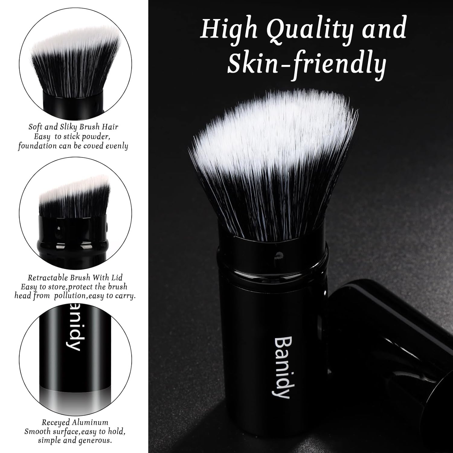 Makeup Brush, Banidy Retractable Kabuki Brush Foundation Brush for Powder Blush, Bronzer, Buffing, Liquid, Cream-Velvo Beauty