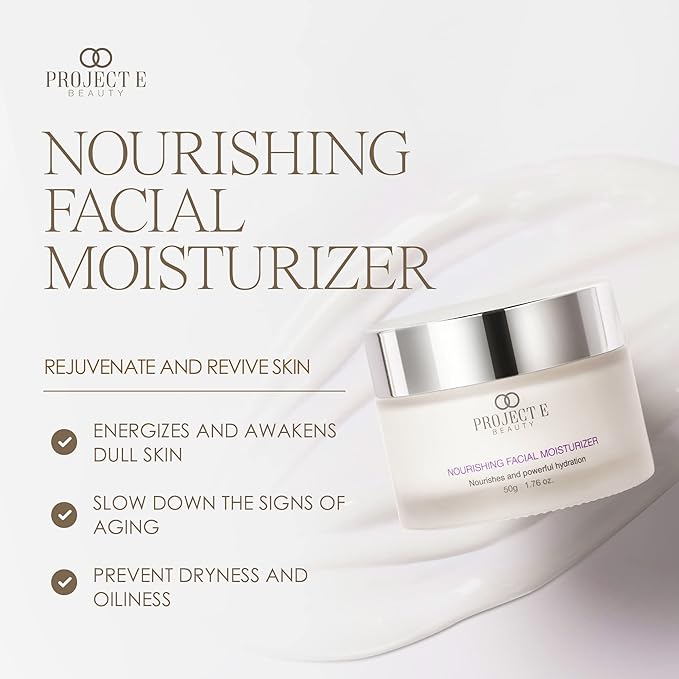 Project E Beauty Nourishing Facial Moisturizer Anti-Aging Skincare| Daily Hydration | For Face And Neck | Smooths & Softens Skin | Reduces Wrinkles & Fine Lines | For Day & Night Use | 50g-Velvo Beauty