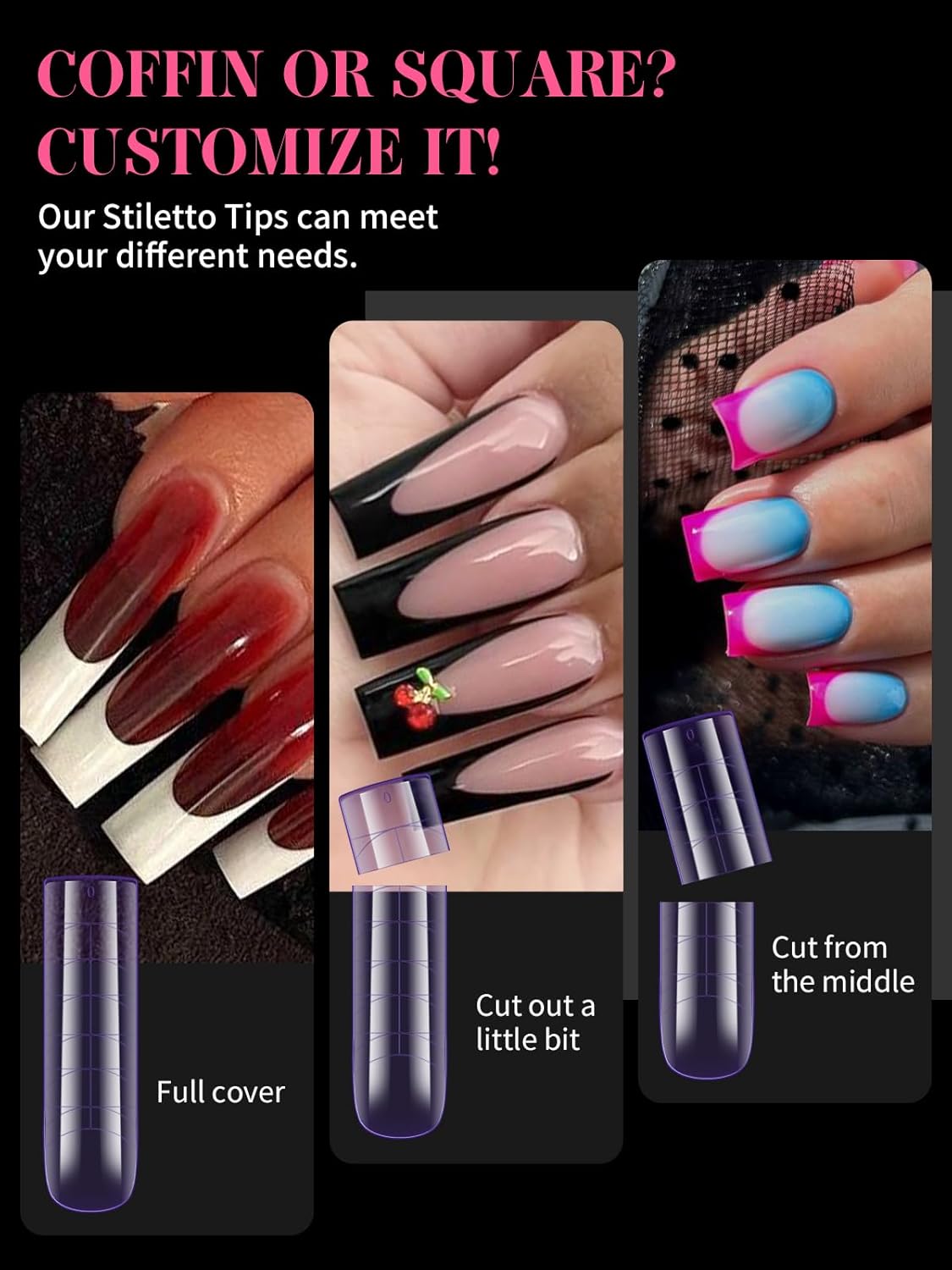 EBANKU Dual Nail Forms for Poly Extension Gel, 120 PCS Purple Square Nail Molds Reusable 12 Sizes Nail Extension Forms for Builder Gel Manicure Design Salon DIY-Velvo Beauty