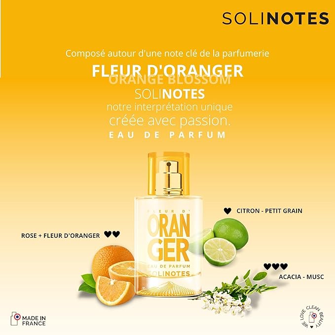 Solinotes Orange Blossom Perfume for Women & Men, 1.7 Fl Oz/ 50 ML Eau De Parfum, Delicate Floral and Soothing Scent with Premium Ingredients - Clean Perfume, Cruelty Free, Vegan, Made in France-Velvo Beauty