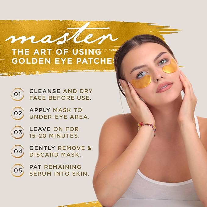 Under Eye Gel Pads, Collagen Eye Patches for Puffy Eyes, Dark Circles, and Wrinkles, 24K Gold Eye Mask with Hyaluronic Acid, Vegan, Cruelty-Free, Hydrating Eye Pad,15 Pairs-Velvo Beauty