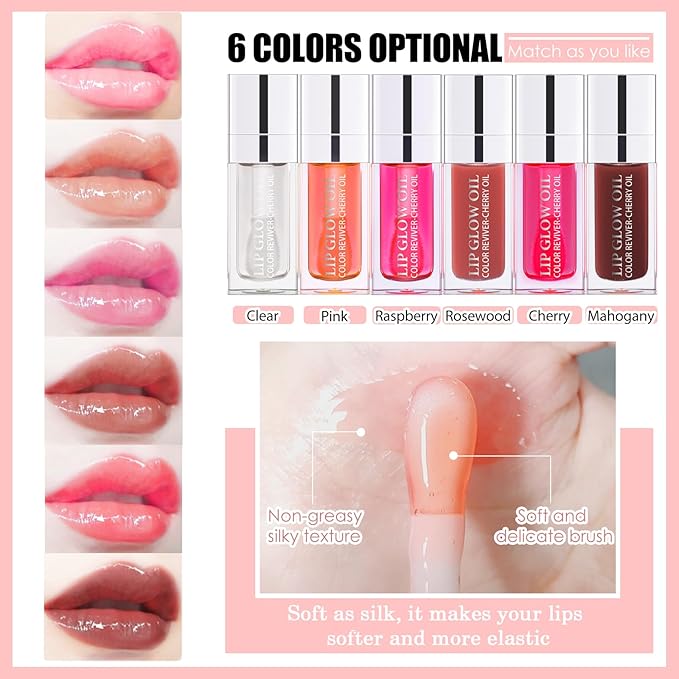 3PCS Lip Oil Set, Hydrating Lip Glow Oil Lip Plumper Gloss, Tinted Lip Oils Transparent Long Lasting Non-sticky Lip Gloss, Plumping Lip Gloss Lip Care Kit (Clear & Raspberry & Mahogany)-Velvo Beauty