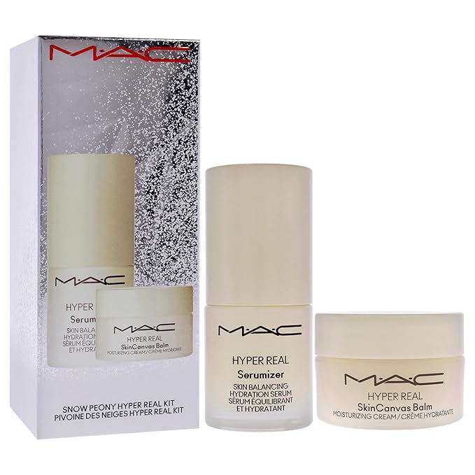 Bizzare Blizzard Snow Peony Hyper Real Kit by MAC for Women - 2 Pc 0.5oz Hyper Real Serum, 0.5oz Hyper Real Cream-Velvo Beauty
