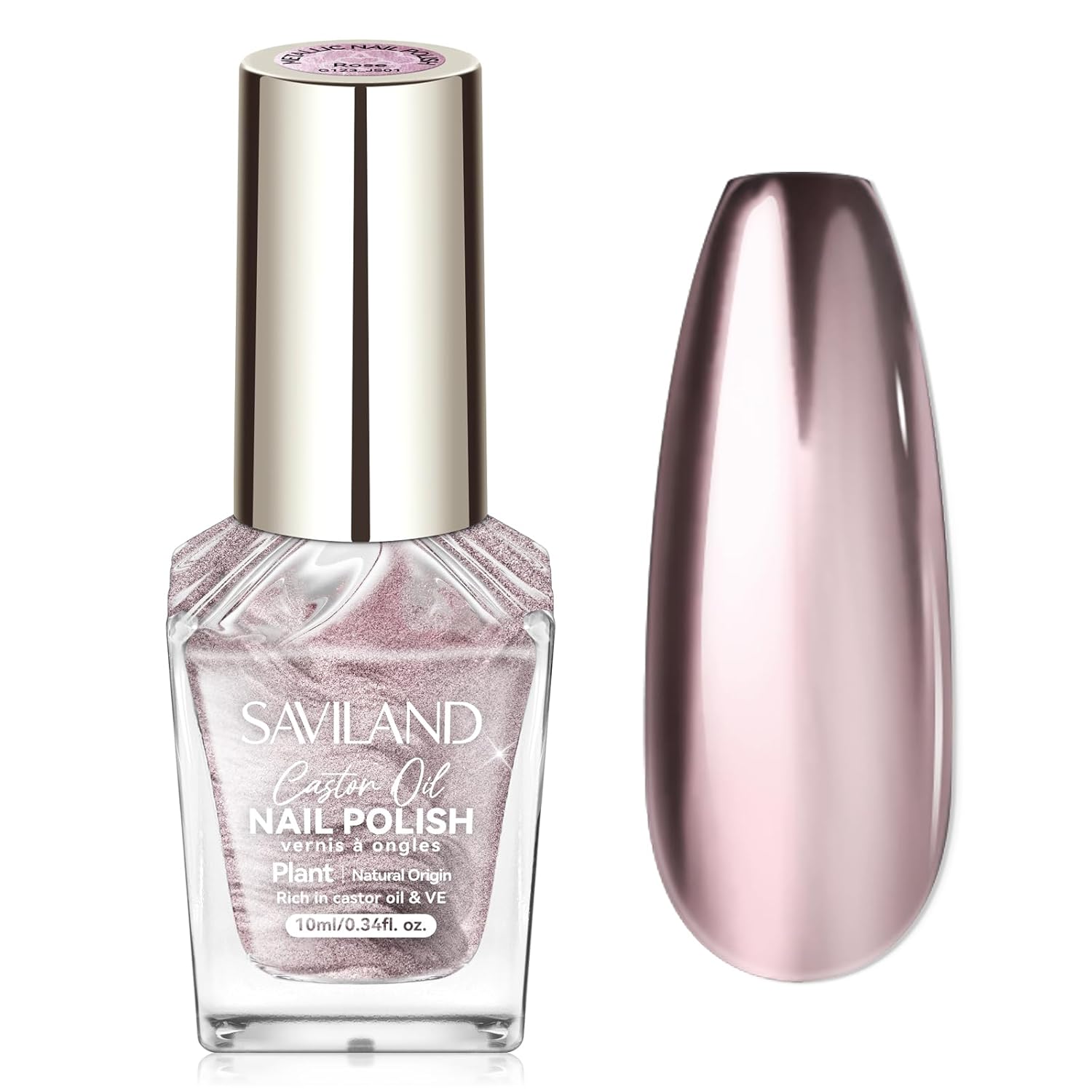 SAVILAND Metallic Nail Polish Rose Glod: Quick Dry Mirror Pink Nail Polish Regular Chrome Fingernail Polish Easy To Use & Remove No Curing Needed Bulk Nail Lacquer for Toes Nail Art DIY Home 0.34 oz-Velvo Beauty