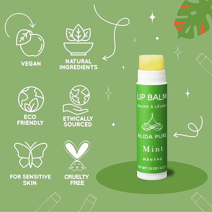 Mint Lip Balm Collection, Vegan Lip Balm Set, Beeswax Free, with Avocado Oil, Organic Jojoba Oil, and Vitamin E, Natural Moisturizer for Dry, Chapped Lips, 3 Tube Set-Velvo Beauty