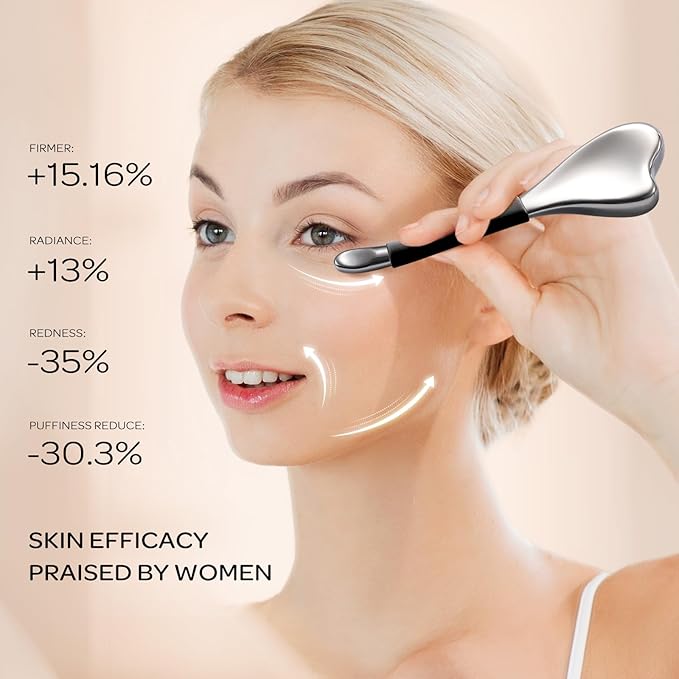 3-in-1 Cryo Gua Sha Facial Tools, Ice Roller Globes for Women Face and Eyes Massager, Unbreakable Stainless Steel Face Sculpting Skin Care Tools, Esthetician Supplies with Carry Case-Velvo Beauty