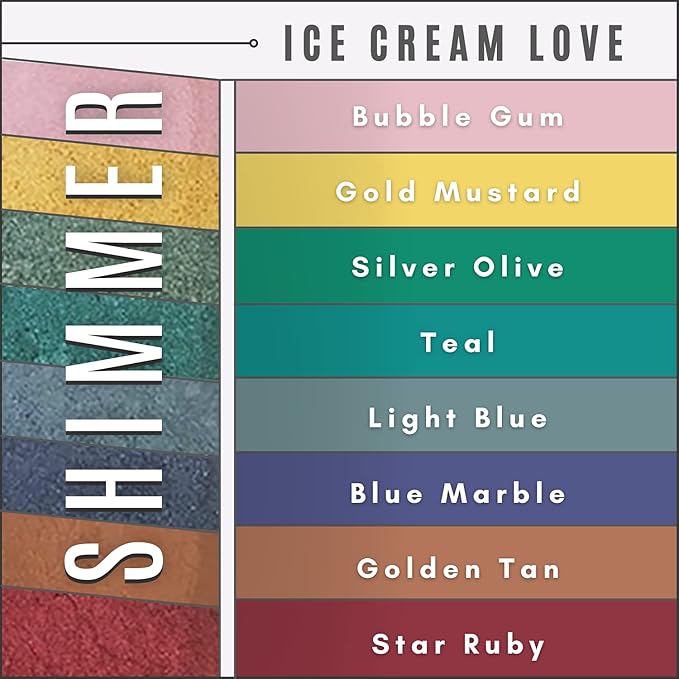 Ice Cream Love Mineral Powder Organic Makeup Kit - Loose Pigment Eyeshadow, Glitter Eyeshadow, Copper Eyeshadow Palette, Non-Toxic Shimmer Eye Shadow, Talc-Free Eyeshadow-Velvo Beauty