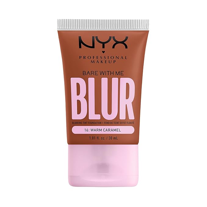 NYX PROFESSIONAL MAKEUP Bare With Me Blur Skin Tint Foundation Make Up with Matcha, Glycerin & Niacinamide - Warm Caramel-Velvo Beauty