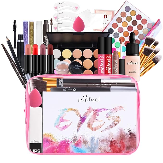 Multi-purpose Makeup Kit All-in-One Makeup Gift Set Colours Mix Eyeshadow Concealer Lip Gloss Pressed Powder and Powder Blusher Cosmetic Makeup Palette Set Kit #092-Velvo Beauty