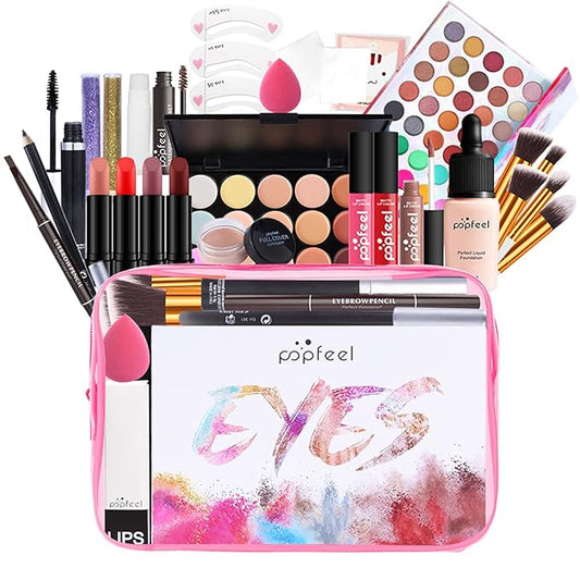 Multi-purpose Makeup Kit All-in-One Makeup Gift Set Colours Mix Eyeshadow Concealer Lip Gloss Pressed Powder and Powder Blusher Cosmetic Makeup Palette Set Kit #092-Velvo Beauty