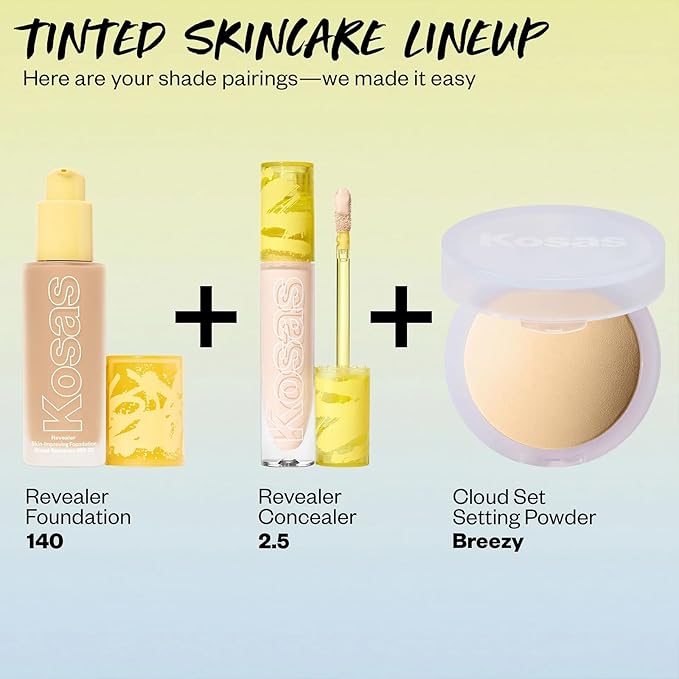 Kosas Revealer Skin-Improving Foundation with SPF 25 Protection - Hydrate, Brighten, Soothe, Plump, Protect Skin - Smoothing Texture, Natural Finish and Clean Formula - Light Neutral 140-Velvo Beauty