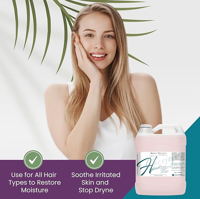 Dr Joe Lab White Rose Water Hydrosol - Natural Distilled Bulgarian Non-GMO Vegan Hydrating Toning Spray Mist Face Hair Skin Pores Locs Dreads - Packaging May Vary (1 Gallon)-Velvo Beauty