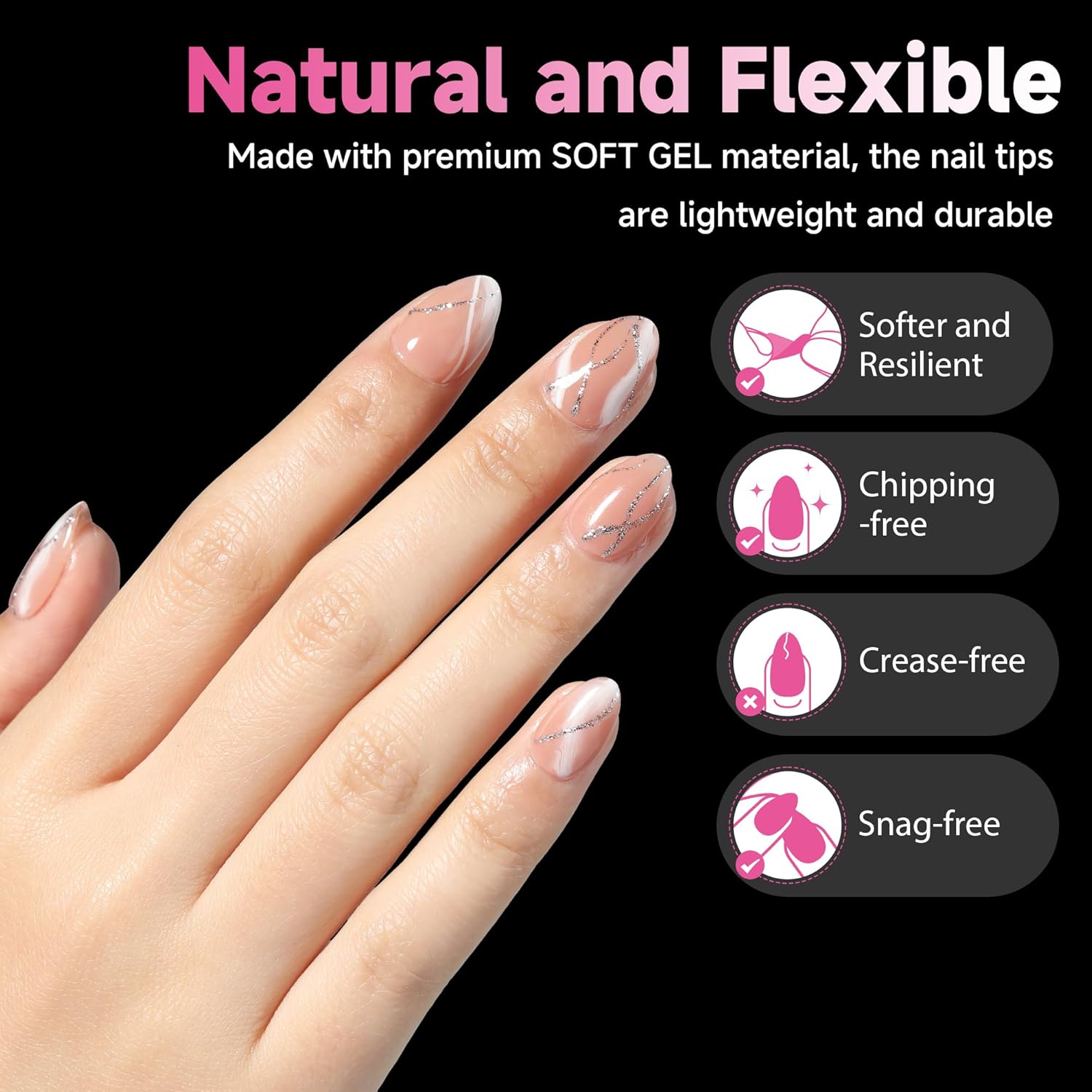 UNA GELLA Extra Short Almond Gel Nail Tips, 216 Pcs Pre-shape XS Almond Nail Tips Full Cover Press On Nails Half Matte Clear Fake Nails For Women Girl DIY Salon At Home 12 Sizes-Velvo Beauty