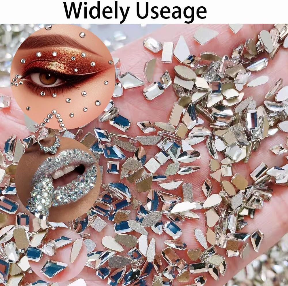 3 Boxes Silver Nail Rhinestones with Fine Glitters Kit, 60Pcs Big Assorted Silver Nail Gems with S6-S16 Flatback Round Stones,Crystals Nail Gem Stones for Faces Body DIY Crafts-Velvo Beauty