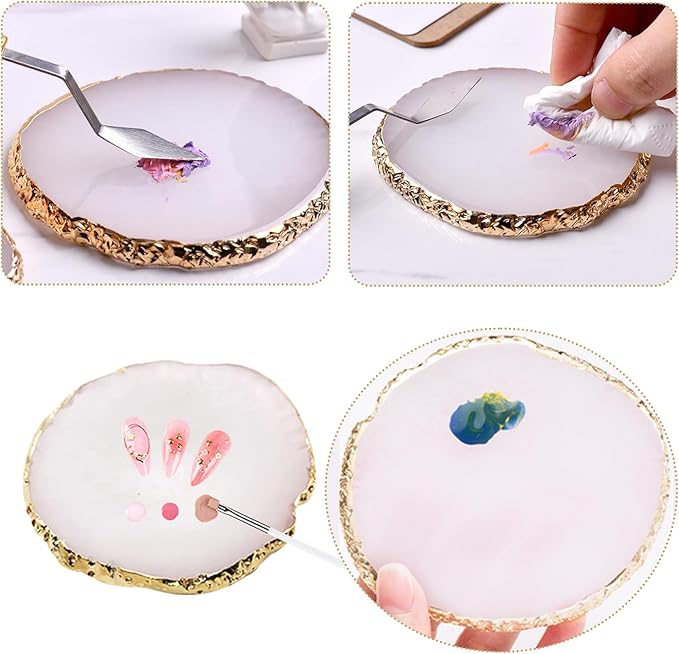 22 Pack Resin Art Palette, Makeup Mixing Palette, Gold Edge Nail Art Tool Gel Design Nail Art Makeup Mixing Tray DIY-Velvo Beauty