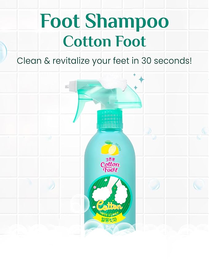 Cotton Foot - Foot Shampoo Soap (Lemon, 13fl oz) - Refreshing Cleanse Spray, Deodorizing Foot Care Wash. Foaming Wash, Easy to Use-Velvo Beauty