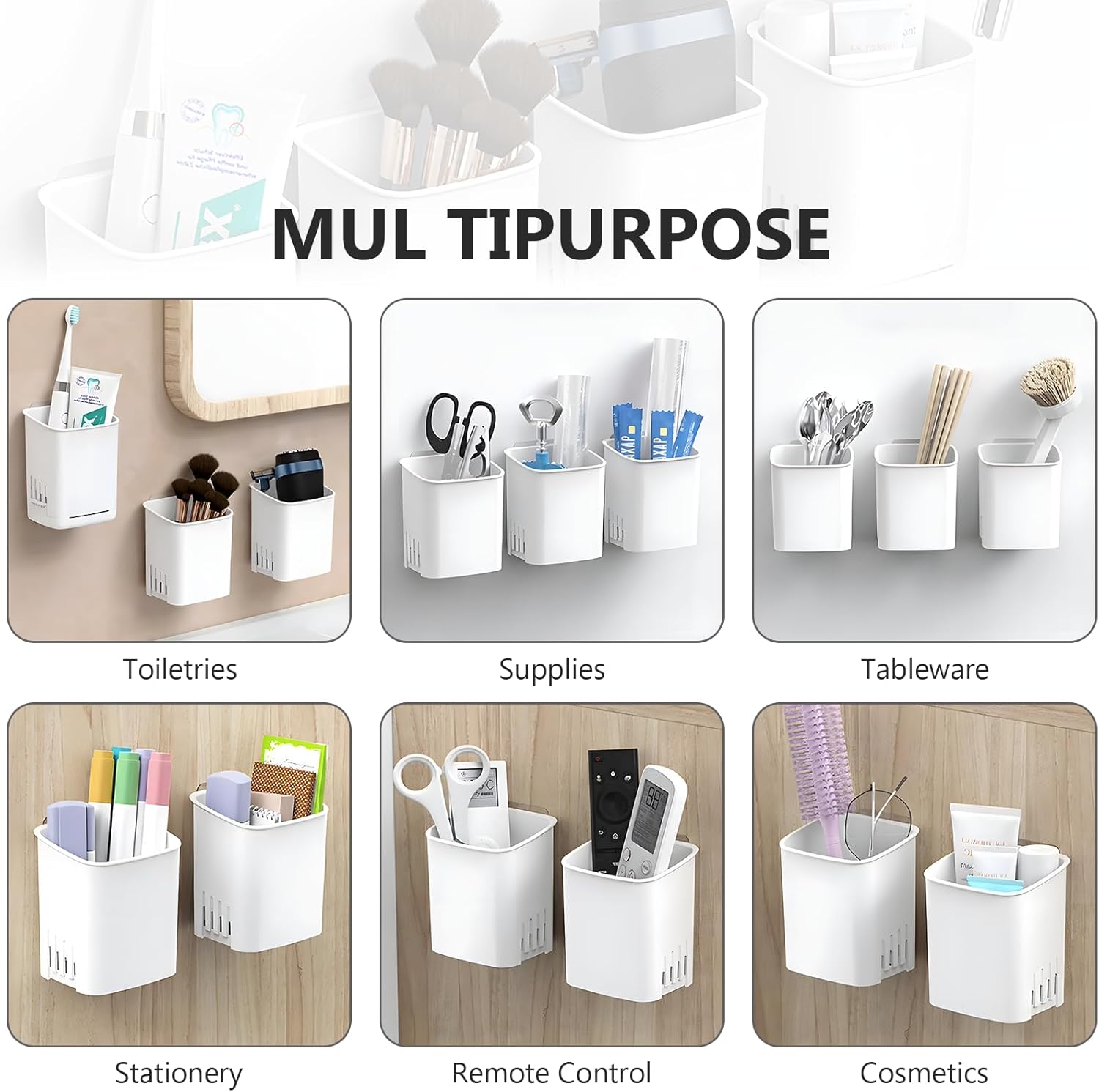 2 Packs Wall Mounted Toothbrush Holders, Self Adhesive Bathroom Toothbrush Wall Holder for Electric Toothbrush, Toothpaste, Razor,Shower Item (White-Velvo Beauty