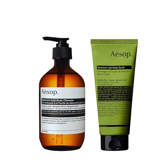 Aesop Geranium Leaf Body Cleanser + Scrub | 16.9 oz + 6.2 oz-Velvo Beauty