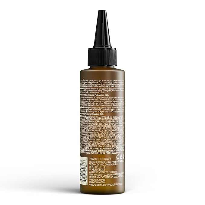 Marc Anthony Nourishing Scalp & Hair Supreme Oil, Strictly Curls - Adds Shine, Reduces Frizz and Breakage - For Curly Hair - Rosemary, Castor Oil - 4 fl oz-Velvo Beauty