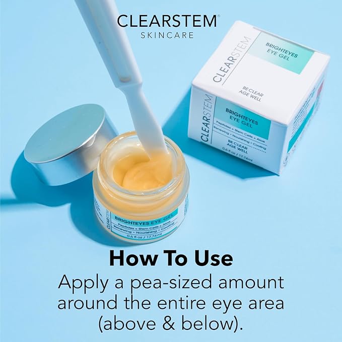 CLEARstem - BRIGHTEYES - Nourishing Anti-Aging Eye Gel - For Puffy Eyes, Crow's Feet, & Dark Circles - Made with Collagen, Stem Cells, Peptides & Aloe Vera - Vegan - Gluten Free - Men & Women - 0.6 oz-Velvo Beauty