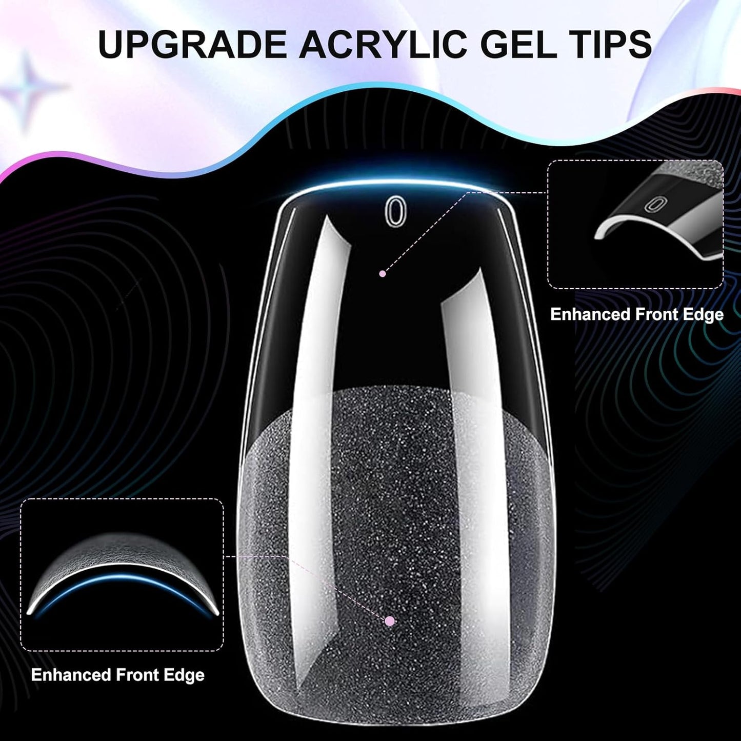 Coffin Nail Tips Medium Coffin Soft Gel Nail Tips 240Pcs Acrylic Full Cover Pre-Shape Nails Tips Half Matte Clear Press on Nails for Nail Extension Manicure Home DIY Salon 12 Sizes Gelly False Nails-Velvo Beauty