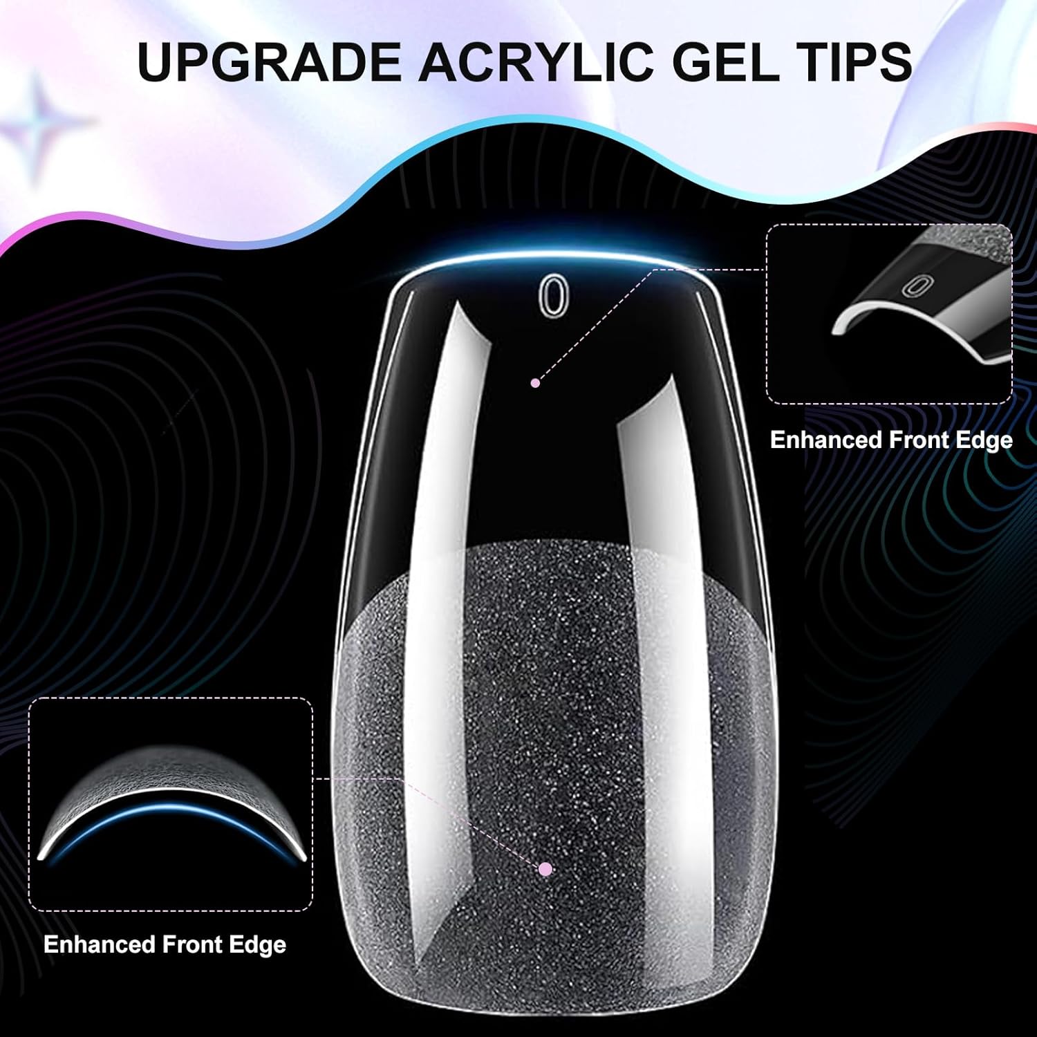 Coffin Nail Tips Medium Coffin Soft Gel Nail Tips 240Pcs Acrylic Full Cover Pre-Shape Nails Tips Half Matte Clear Press on Nails for Nail Extension Manicure Home DIY Salon 12 Sizes Gelly False Nails-Velvo Beauty