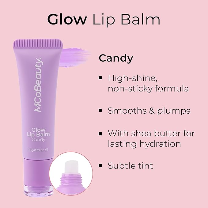 MCoBeauty Glow Lip Balm, Candy, Nourishing Tint for Luscious Lips, Vegan, Cruelty Free Cosmetics-Velvo Beauty