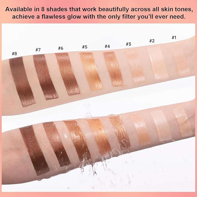 Natural Glow Liquid Filter Makeup, Longwear Face Luminizer, Complexion Booster For Any Part of the Body, Liquid Highlighter with Brush Kit, Infused Hyaluronic Acid, 1.06 fl oz (#05 MEDIUM/TAN)-Velvo Beauty