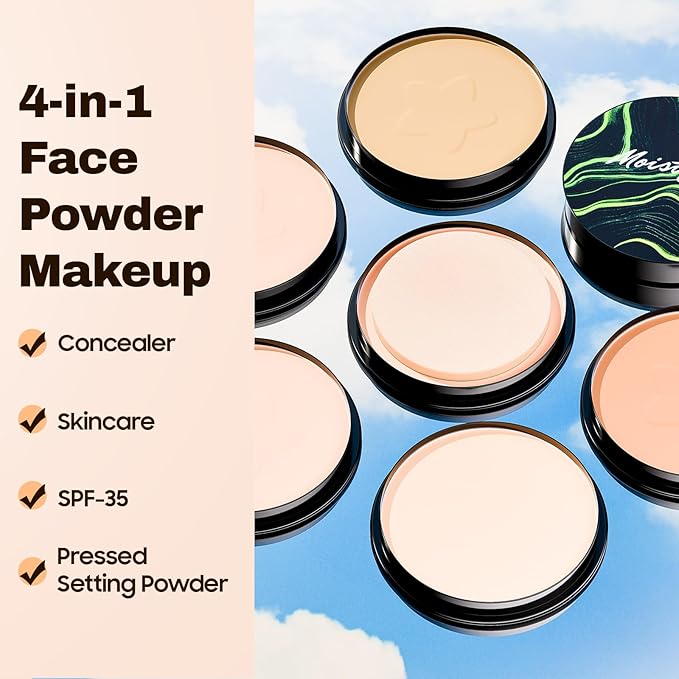 Face Setting Powder Makeup - Waterproof Long-Lasting Pressed Powder, Oil Control Finishing Powder Makeup, Smooth & Flawless, Poreless Matte Weightless for All Skin Types, Cruelty-free (Natural)-Velvo Beauty