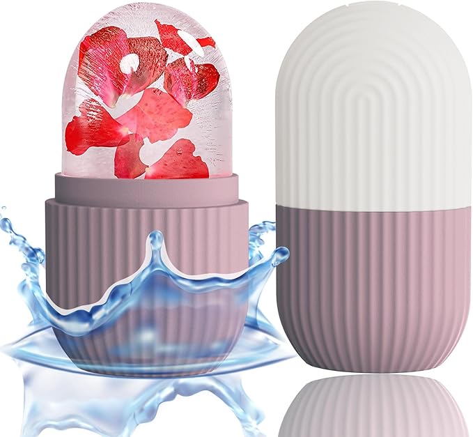 XHJRI Ice Face Roller Massager,Ice Cube Roller for Face, Eyes and Neck Naturally Conditioning and Skin Care,De-Puff Eye Bags,Reduce Migraine Pain,Reusable Massage Silicone Ice Mold (Brown)-Velvo Beauty