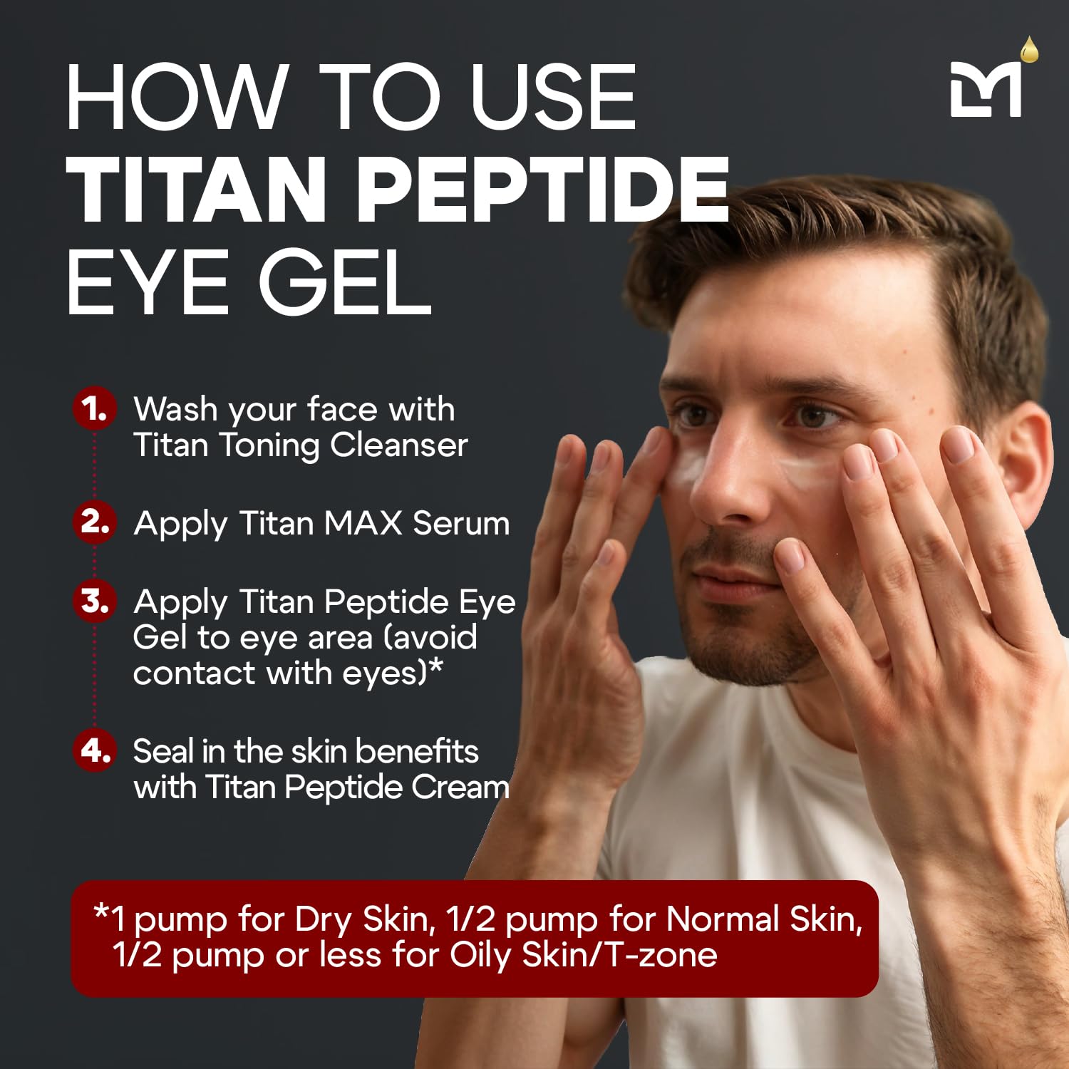 Titan Peptide Cooling Eye Gel – Mens Eye Cream – Anti-Aging Bags & Dark Circle – Eye Bags Treatment for Men – High Potency – Puffy Eyes Treatment for Men – Peptides, HA, DMAE, MSM – Unscented-Velvo Beauty