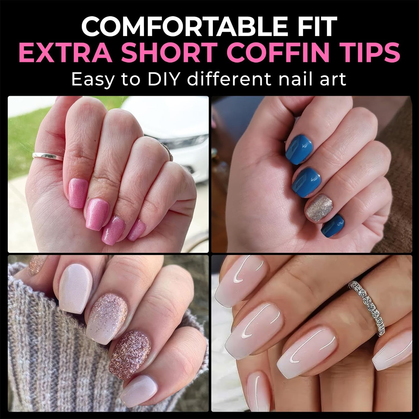 UNA GELLA Extra Short Coffin Nail Tips: XS 216pcs Pre-shape Press on Nails Extra Short Coffin Gel Tips Full Cover Acrylic Fake False Nails Extension 12 Sizes Gelly Tips-Velvo Beauty