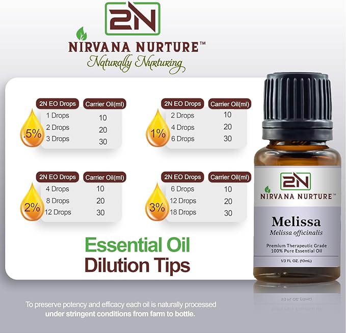 Melissa Essential Oil 100% Pure Premium Therapeutic Grade, Undiluted - Aromatherapy Diffuser for Calm and Relaxation, Skin Care, Hair Care-Velvo Beauty