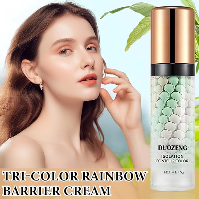 1 Pcs One Step Color Corrector,Natural Isolation Cream,Face Primer Makeup Tricolor Moisturizer,Oil Control & Moisturizing Skin Tone Correcting Primer Concealer Foundation Set B-Velvo Beauty