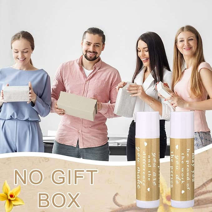 Demissle Thank You Gifts for Coworker Lip Balm Bulk Set Inspirational Appreciation Gifts Leaving Farewell Gifts Vanilla Ingredients Lips Care Products for Friends Teacher Worker Employee (12 Pcs)-Velvo Beauty