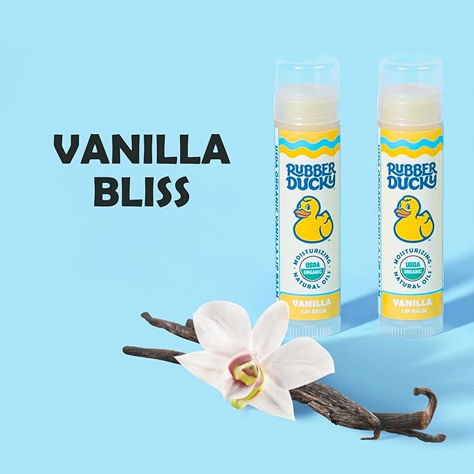 Rubber Ducky Sunscreen - Organic Lip Balm for Women, All Natural Lip Balm Stick with Vitamin E - Moisturizing & Hydrating Lip Balm for Dry Lips - Untinted and Non-Toxic Lip Care - Vanilla, 3 Pack-Velvo Beauty