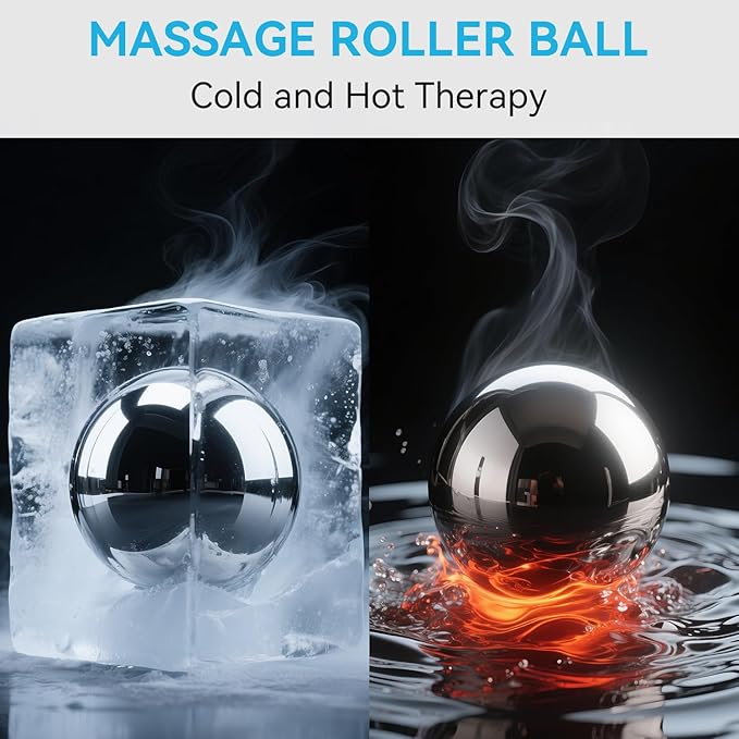 iECO Massage Ice Roller Ball - Stainless Steel Cold & Heat Therapy Massage Tool for Deep Tissue, Sore Muscle, Trigger Point, Muscle Knots Full Body Relax-Velvo Beauty