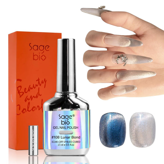Cat Eye Gel Nail Polish with Magnet Stick, 15ml Magnetic Gel, Create Stunning Cat Eye Effects for DIY Manicures, Long-Lasting, Salon-Quality Finish, Lunar Bond-Velvo Beauty