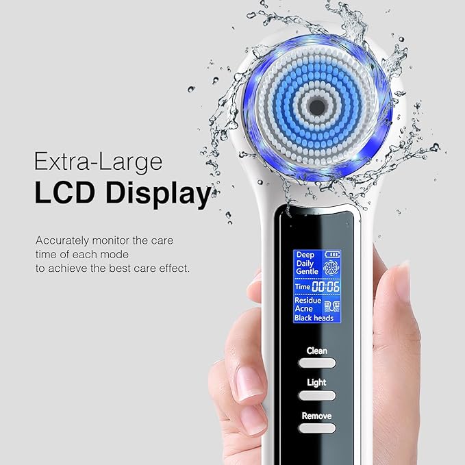 Face Scrubber Exfoliator with LCD Screen,Rechargeable Facial Cleansing Brush IPX7 Waterproof 3 in 1 Blackhead Remover Vacuum for Exfoliating,Massaging and Deep Pore Cleansing-Velvo Beauty