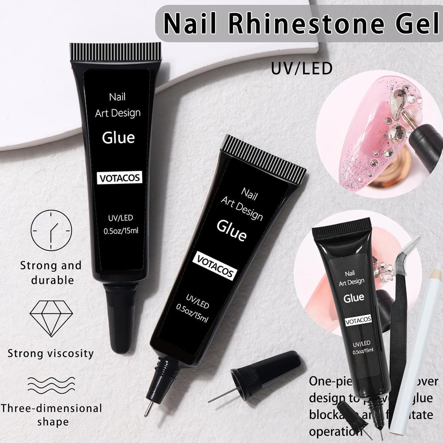 Nail Art Charms with Rhinestones Glue Gel Flatback Pearls Nail Charms Luxurious Nails Supplies Accessories Gold Steel Ball Gems Jewelry Pearls for Women Nails Design-Velvo Beauty